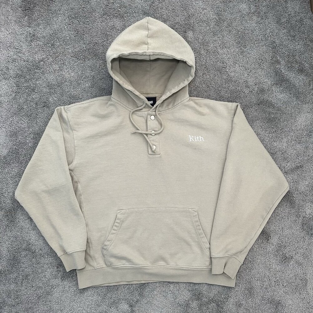 KITH Williams IV Hoodie Half Button Hoodie Mens XL Plaster SS21